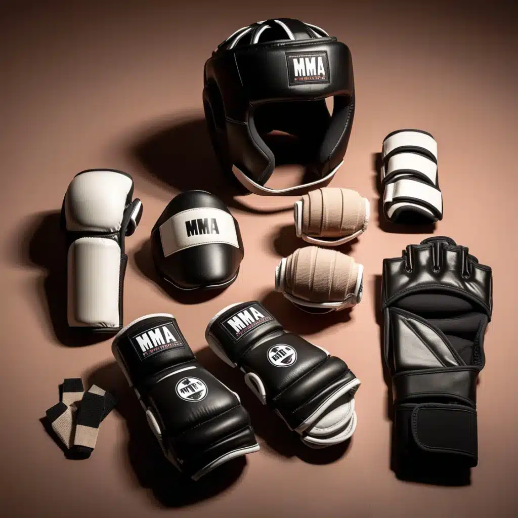 présentation du matériel de MMA casque, gants, protection